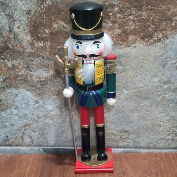 Pier Wooden Nutcracker Soldier With Sword Decorative Accent 12 Inch Tall - Picture 1 of 11